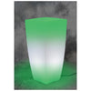 Vaso luminoso in resina per piante - Quadrato 33x33x70 cm - bianco ghiaccio - luce verde