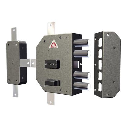 Serratura Porta Blindata chiusura quintupla con scrocco 4 catenacci + 3 chiavi - mano destra - Entrata 60 mm - 2350-51N