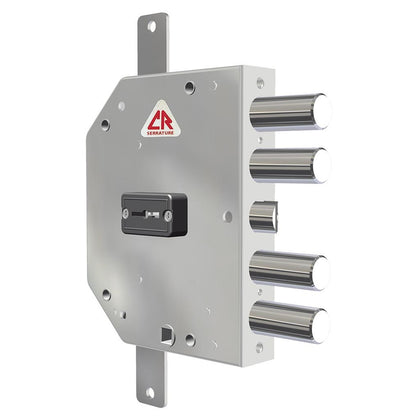 Serratura Porta Blindata a Doppia mappa - applicazione planare con scrocco e 4 catenacci - entrata 60 mm Mano Sinistra - 2155/28 MRX